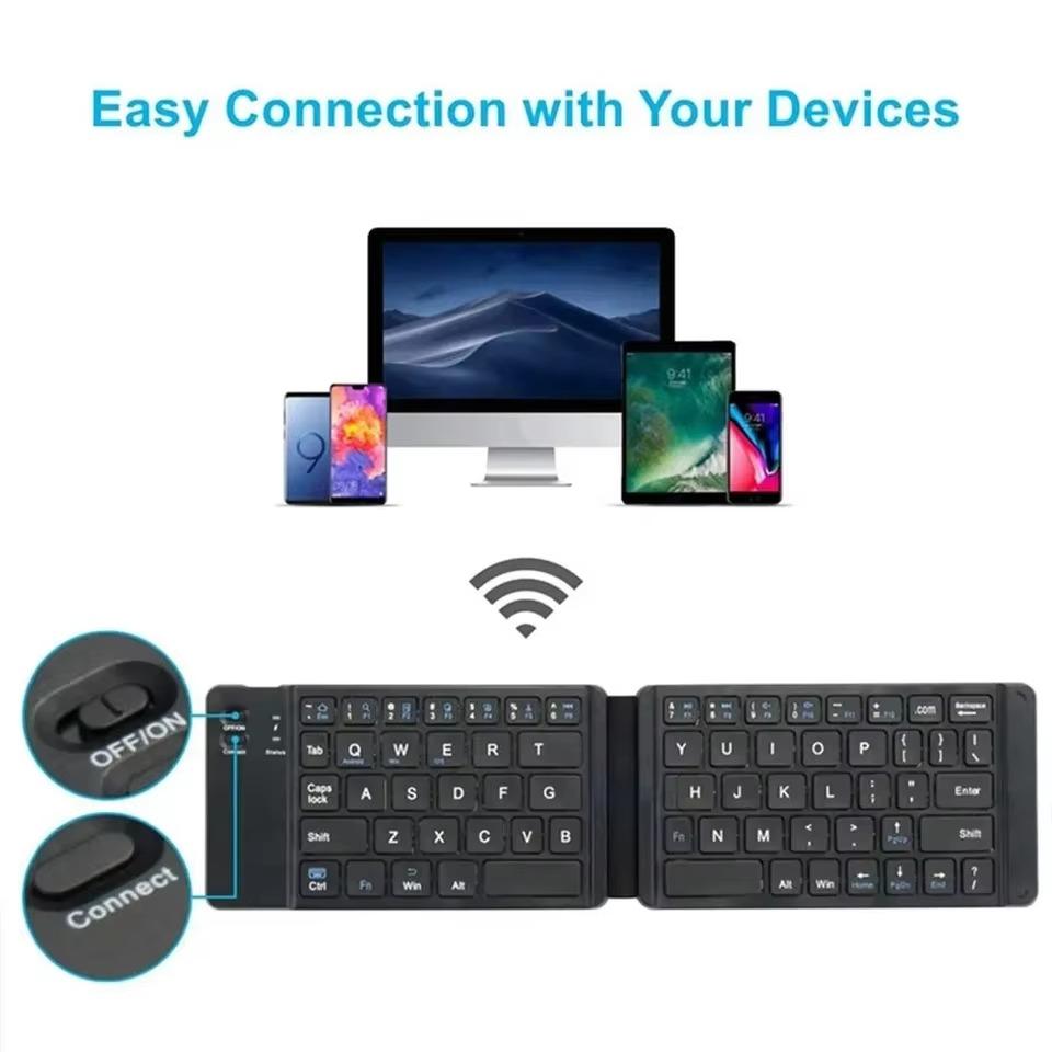Folding Bluetooth Keyboard With Touchpad For IOS Android Windows Office Mini Wireless Keyboard Storage Three Systems Universal