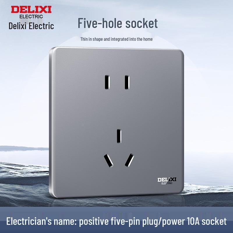 DELIXI 16A Wall Switch Socket for Air Conditioner & Computer, Household Panel, 86 Type, Starry Sky Gray.