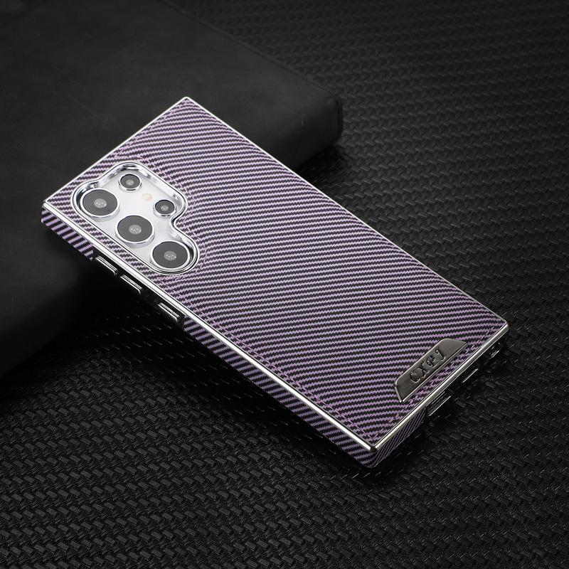 Carbon Fiber Texture Suitable for Samsung S24 Ultra Mobile Phone Case Galaxy Business S23u Full-inclusive 22 Magnetic Leather Case