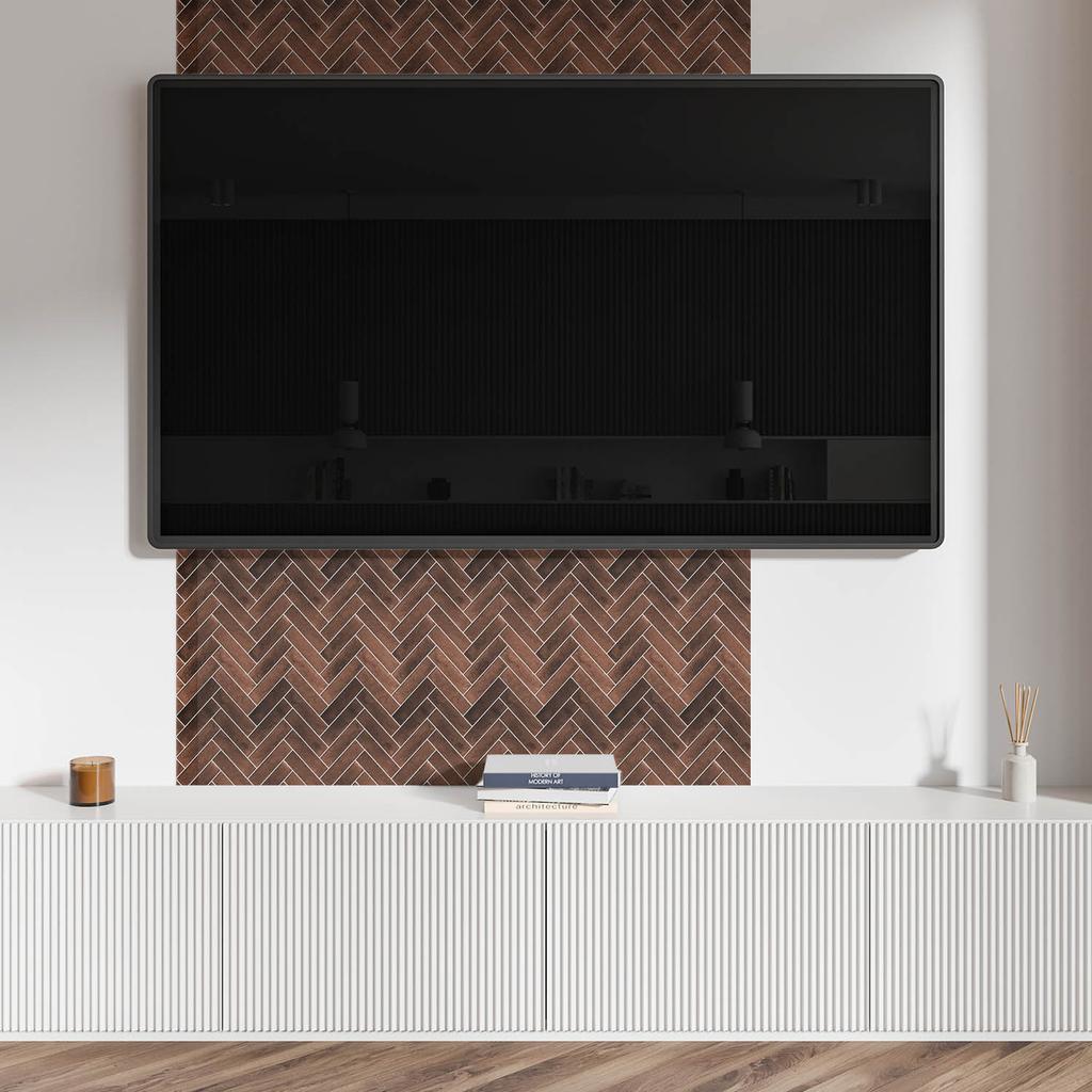Samoprzylepny Winylowy Panel Z Nadrukiem Dekoracyjnym 100X50 Cm Wzór Jodełkowy Drewna