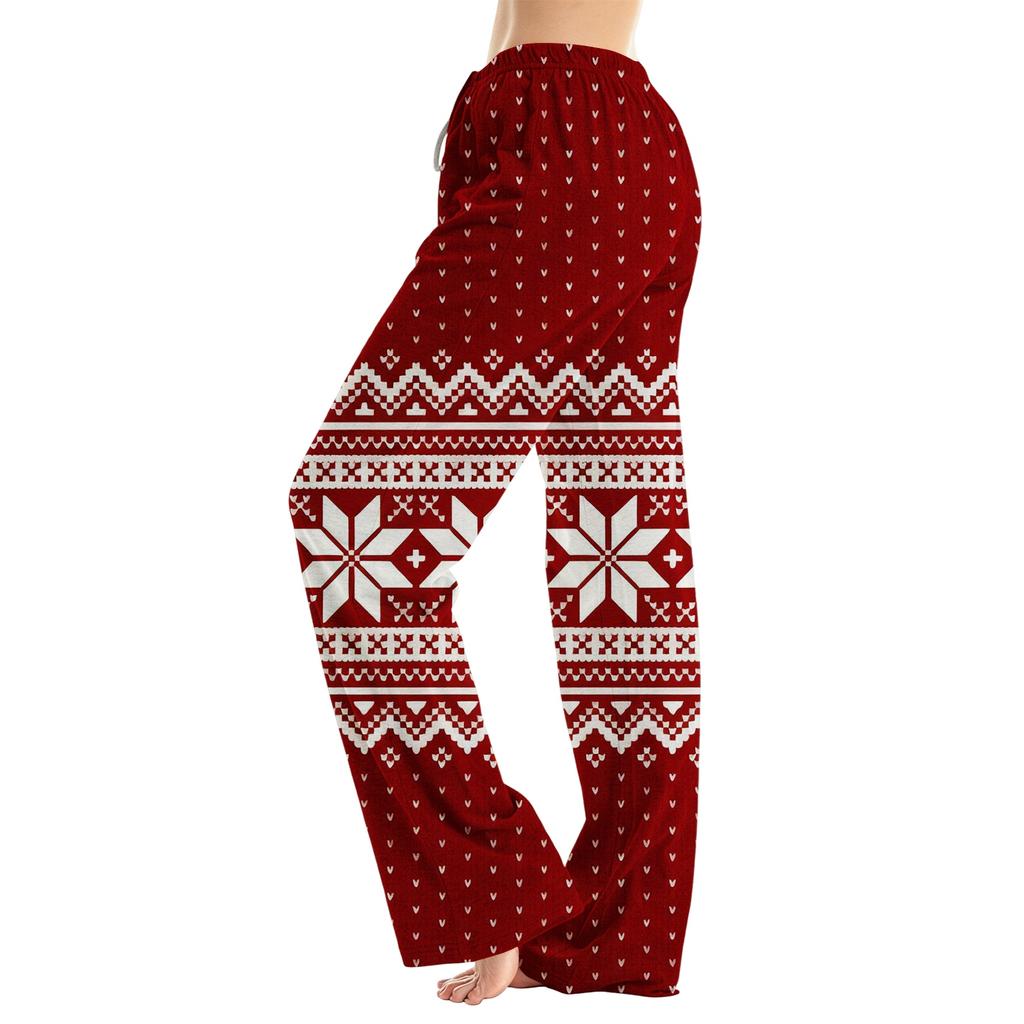 Women's Christmas Print Loose Fit Pajama Pants for Sleep and Home Relaxation