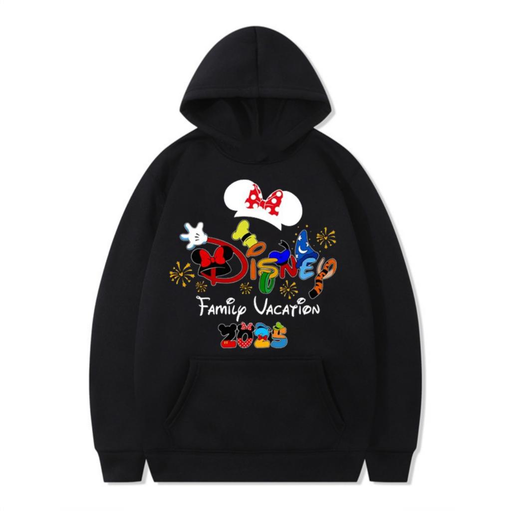 2025 New Cotton Disney Print Hoodies for Women Relaxed Fit Pullover Hooded Sweatshirt Autumn Fashion