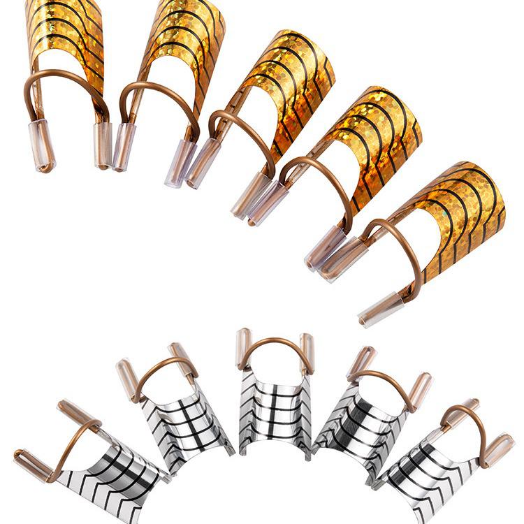 Fabi Yan 5-Piece Nail Extension Forms: Crystal Gel & Metal Aluminum Finger Sleeves.