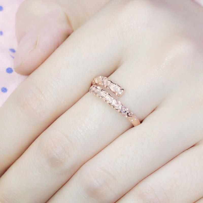 Color Gold Luxury Hollow Pattern Gold Hoop Ring Plated Rose Gold Variety Pure Purple Gold Ring