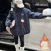 Girls Winter Hooded Puffer Coat Thick Fleece Lined Cargo Style Kids Casual Outerwear Size 120-170cm Navy Pink
