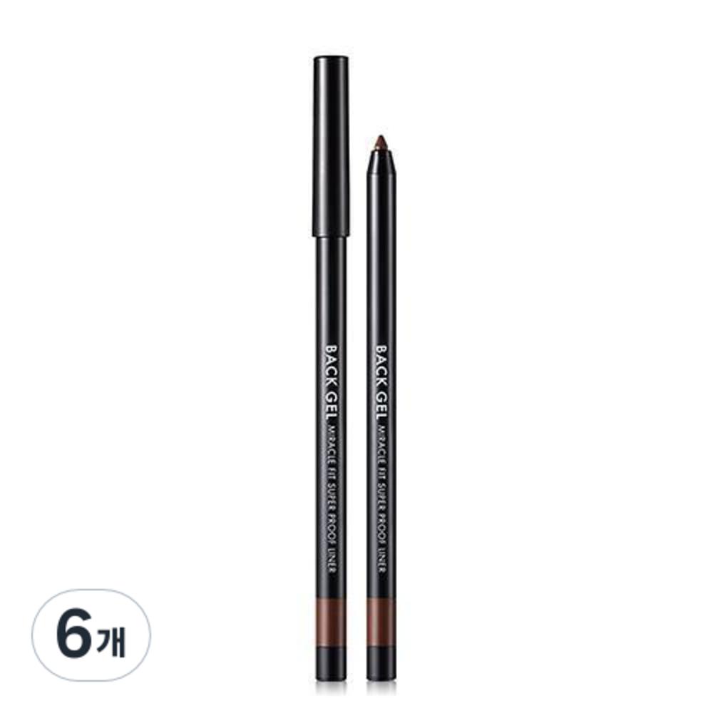 Tony Moly Back Gel Miracle Fit Superproof Pencil Liner 0.5g, 01 True Black, 6 pcs