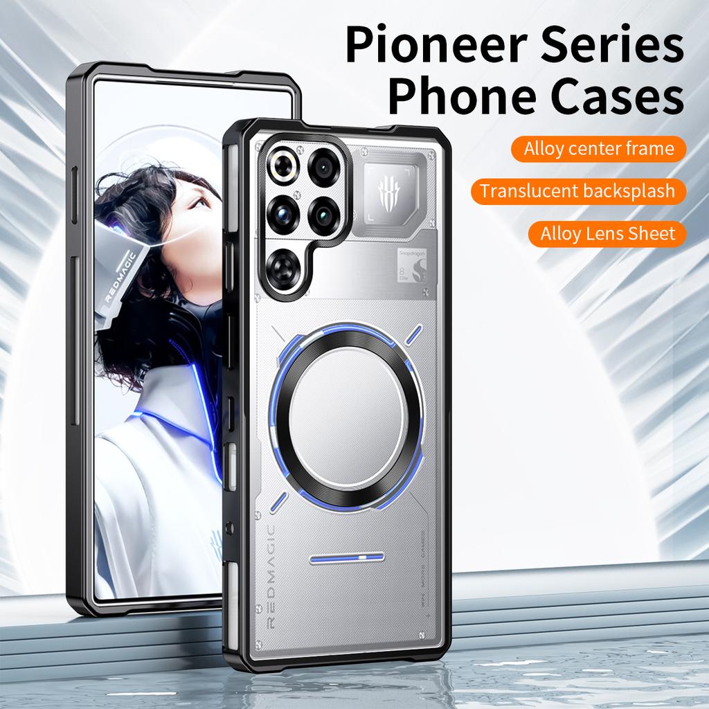 Push Pull Metal Aluminum Alloy Bumper Case For ZTE Nubia RedMagic 11 10 9 S 9 Pro+ Air Z80 Magnetic Wireless Charger Back Cover