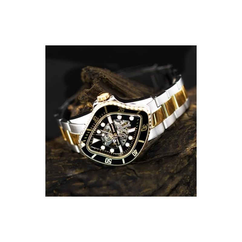 DANIEL&DOUGLAS BROKEN MARINE DD8811 Mechanical Automatic Watch, Skeleton, Manual Winding, Silver, Men's, Two-Tone Black