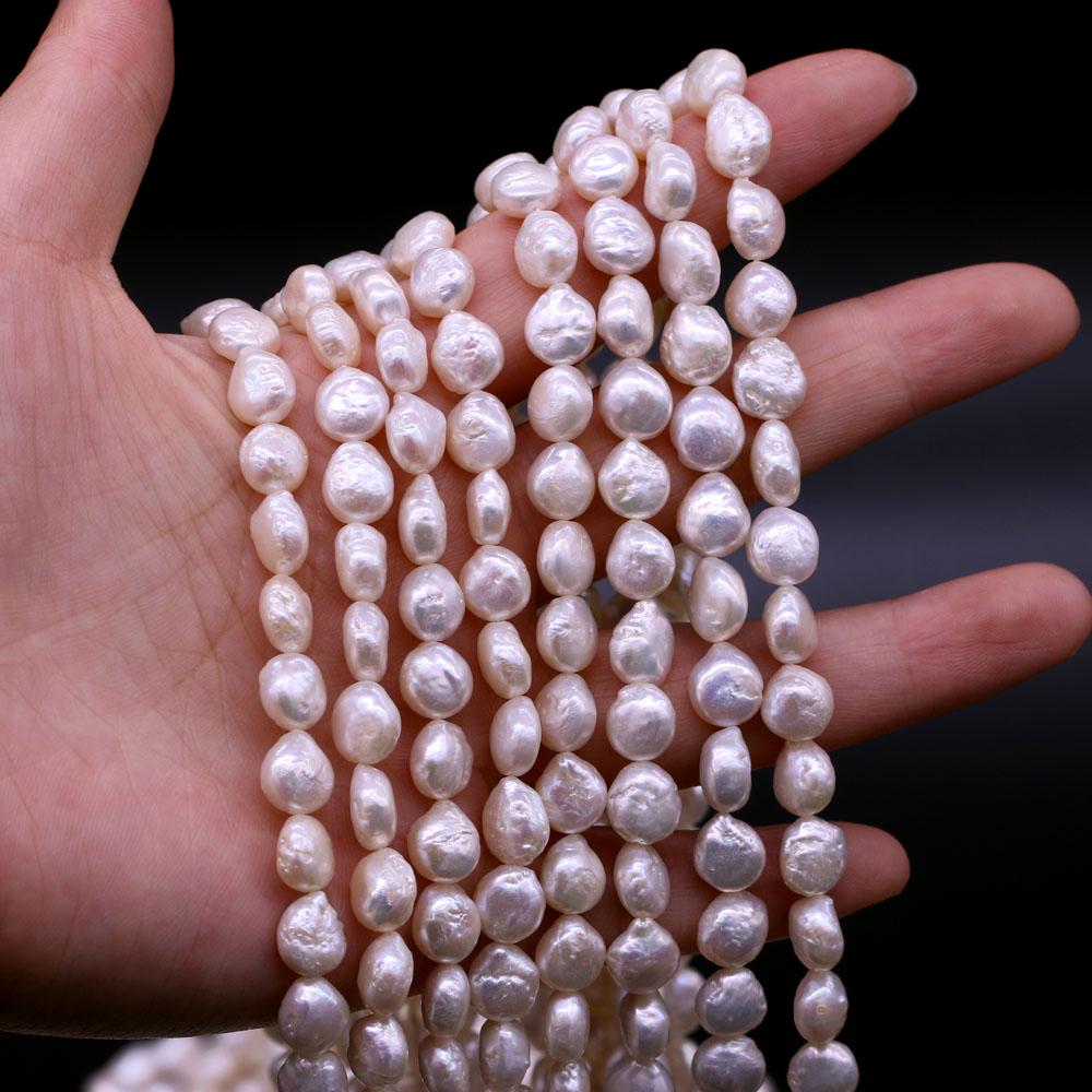 1String, Natural Freshwater Pearls, 8-9mm White Small Button Shape Pearl Beads for Jewelry Making DIY Crafts, Wedding Gifts for Women, 36cm