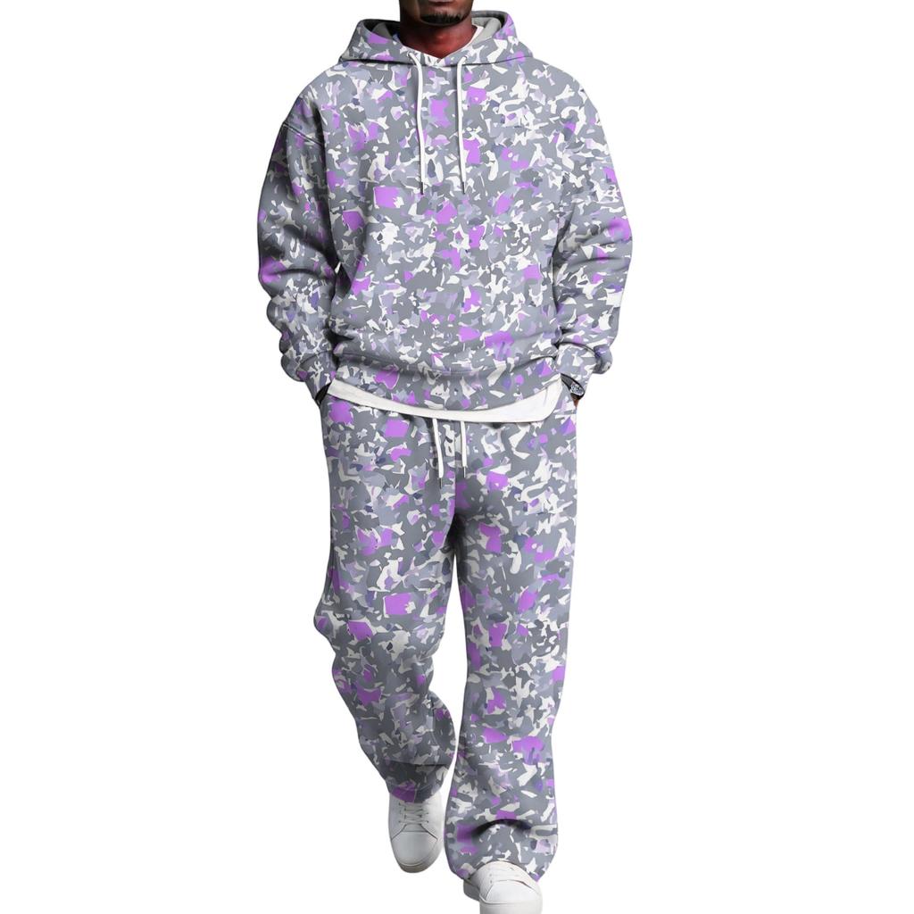 Pánská vrstvená mikina s kapucí a nákladové kalhoty Set s elastickým pasem Ležérní outfit