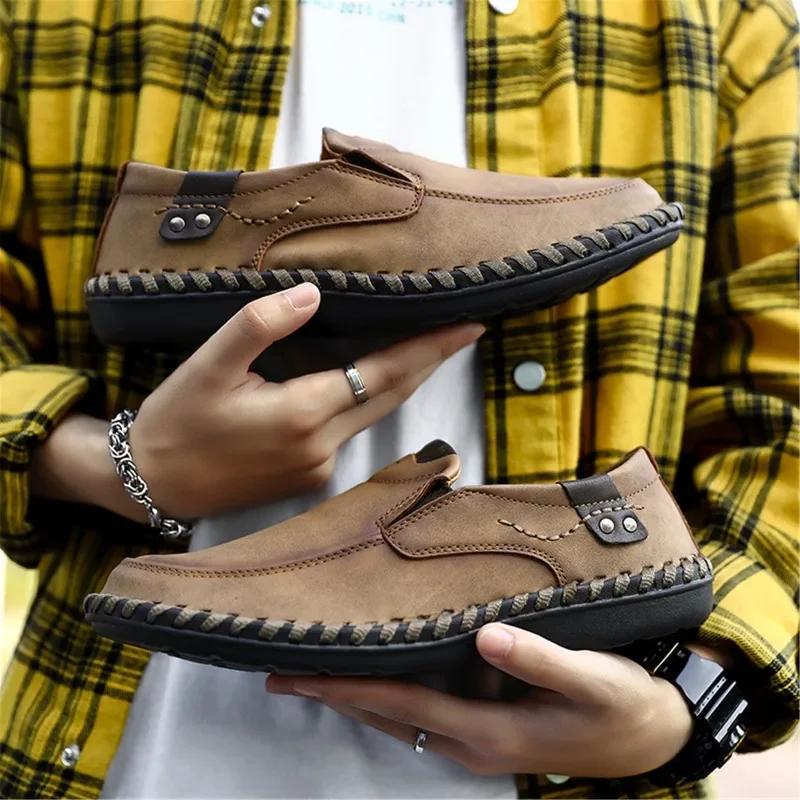 Fashion Lightweight Leather Casual Shoes Classic Design Men's Leather Shoes And Waterproof Suitable For All Seasons Durable