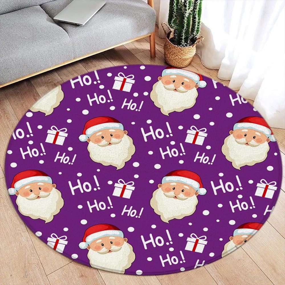 

Christmas Round Carpet Festive Red Decorated Tree Home Rug for Living Room Bedroom Holiday Decoration 40X40cm-16x16in