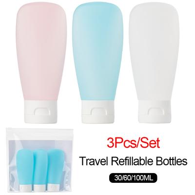 3Pz/Set Flacone Ricaricabile 30/60/100ml Kit Flaconi da Viaggio Ricaricabili Portatile Essenza Shampoo Cosmetici Liquidi Flaconi Spremibili