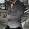 Men Collared Shirt Black White Gradient Solid Tone Long Sleeve Button Down Top