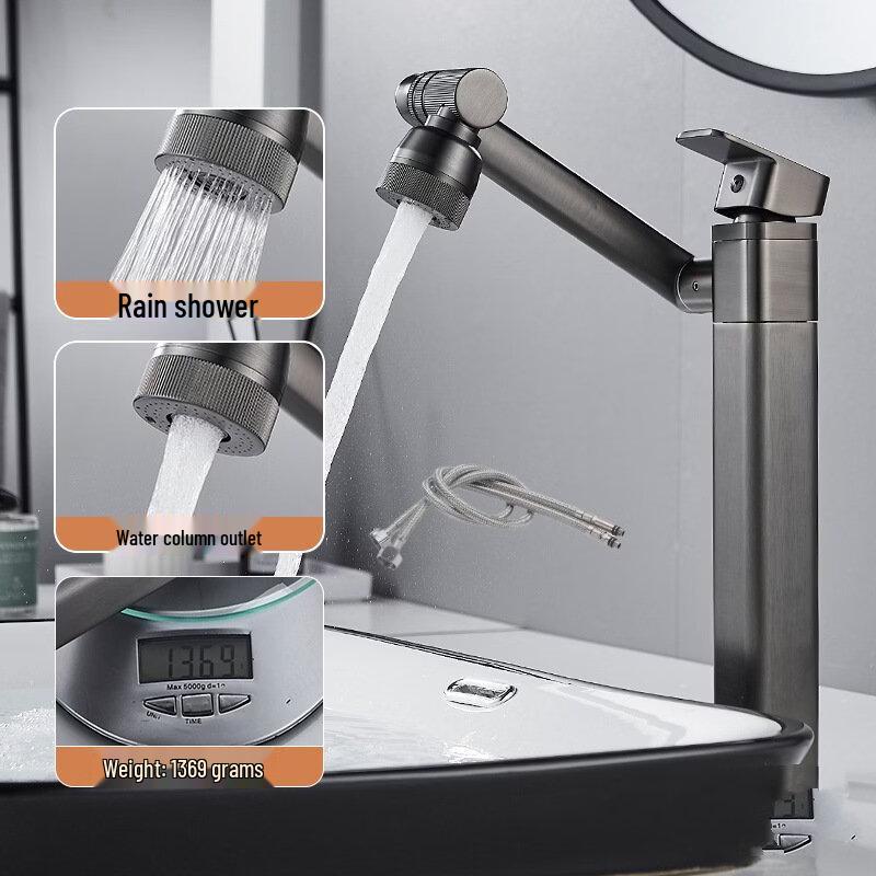 Junshi Grey Universal Robotic Arm Bathroom Faucet