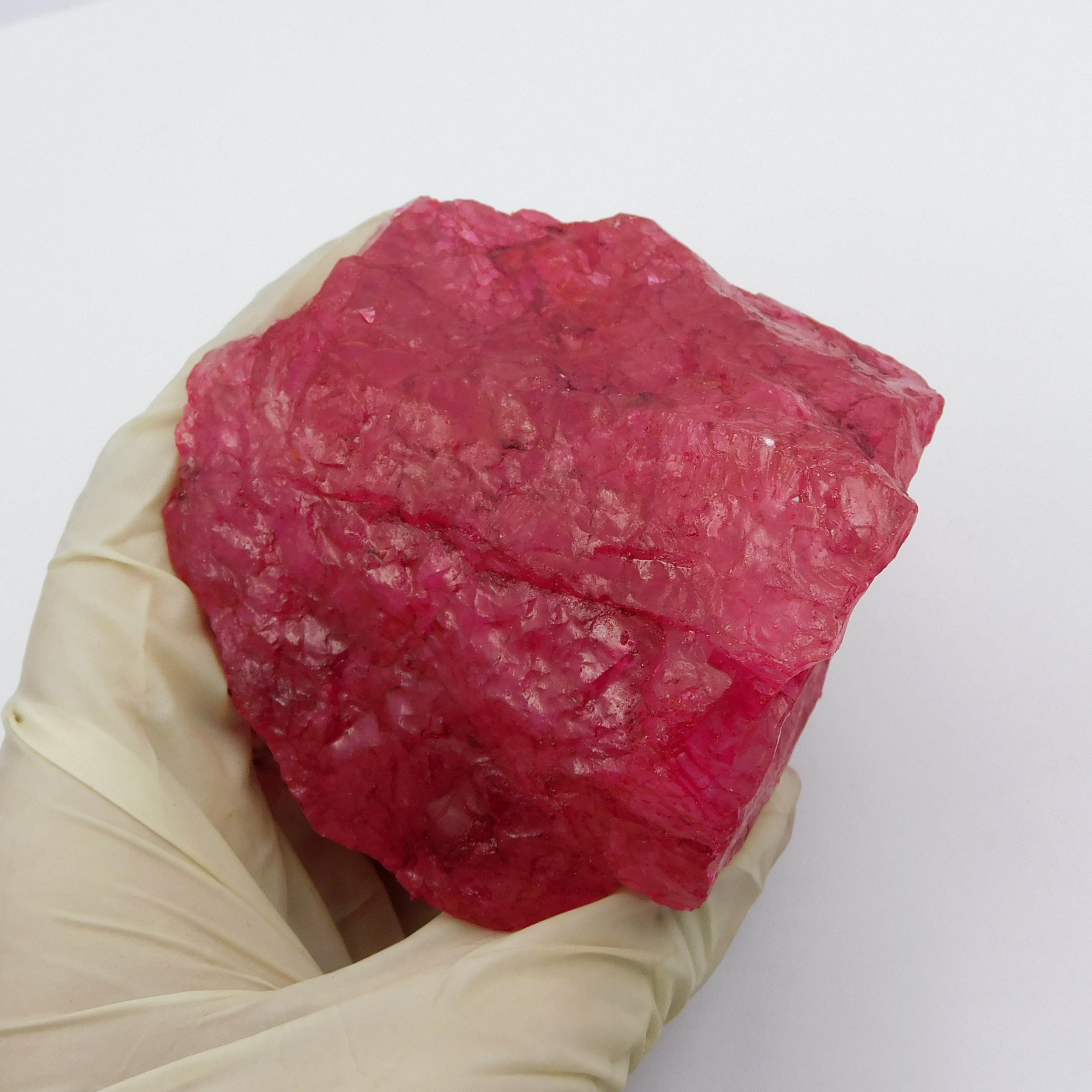 

Натуральний червоний рубін 1222ct Необроблений сирий Сертифікований розсипний дорогоцінний камінь 69.52 mm approx. червоний