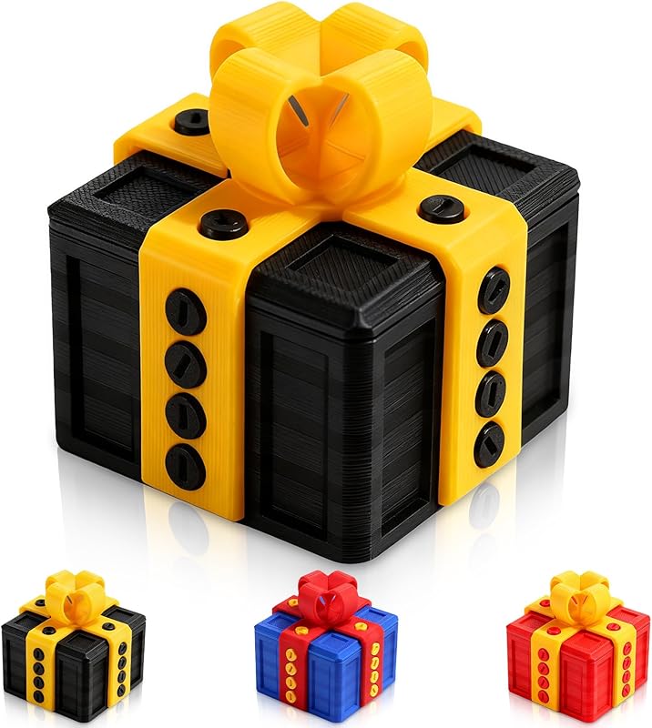 3D Printed Prank Gift Box With Screws, 3.15 Inch Surprise Money Puzzle Box, Funny Trick Gift For Christmas, Halloween & Holidays