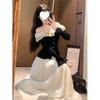 Pure Desire Elegant Ruffled One-Shoulder Long-Sleeve Shirt with Slit and Button-Up, for Inner or Outer Wear.