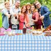 1 Pack Light Blue Gingham Tablecloth Rectangular Pale Blue and White Checkered Tablecloths Disposable Plastic Plaid Table Cover for Parties