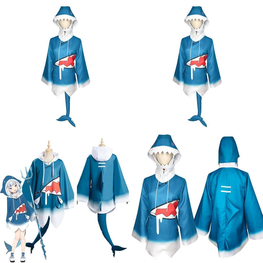 Gawr Gura Cosplay Costume Featuring Shark-themed Design For Halloween Parties