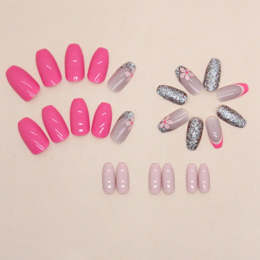Short Ballerina False Nails Lovely Stars Nail Tips New Press On Nails DIY