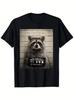 Men'S T-shirt 220g 100% Cotton -Raccoon Mugshot by Buck Tee T-Shirt