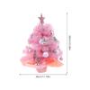 2Ft Mini Christmas Tree Pink: Small Tabletop Pre-Lit Artificial Xmas Tree With Led Lights Star Topper For Desk Office Holiday