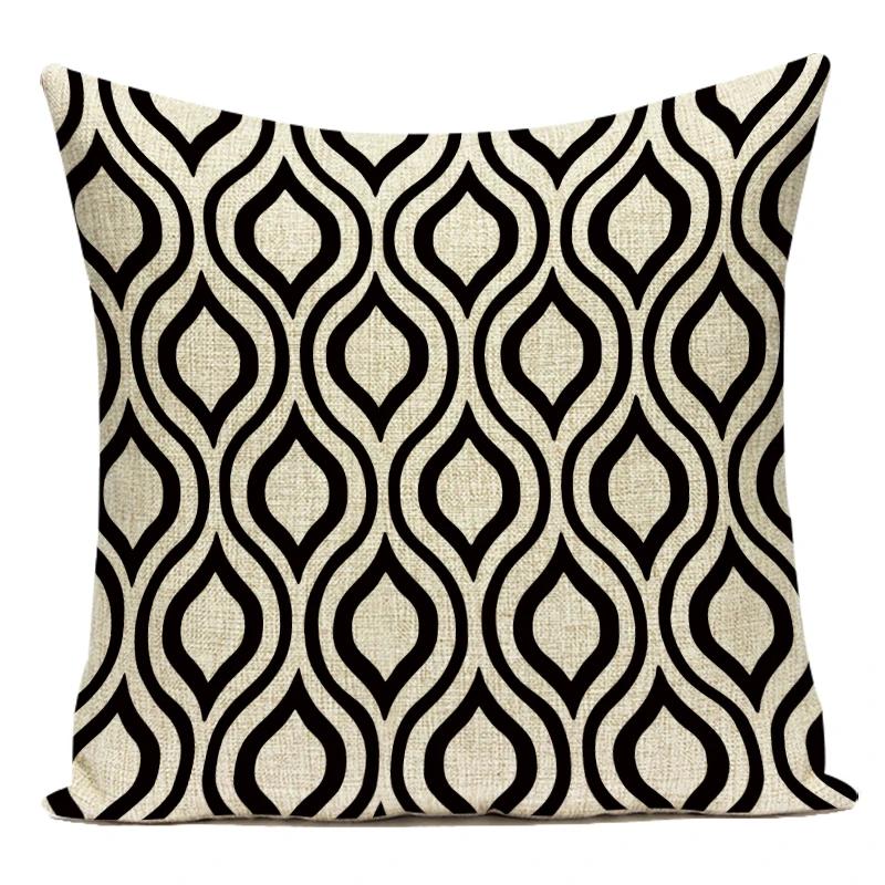 Czarny Biały Prosty Geometryczny Pasek Linia Dekoracyjna Poduszka Poliester Sofa Wystrój Domu Poszewka na Poduszkę do Salonu Poszewka