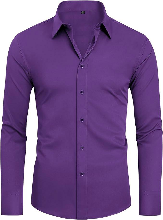 Four-sided Stretch Dress Shirt Men's Slim-fitting Long-sleeved Solid Color Simple Men's Shirt Business Casual Men's Clothing