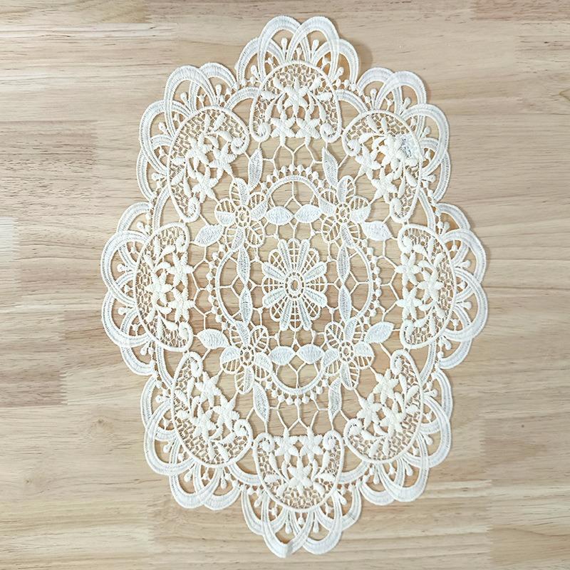 Vintage Hollow Lace Tablecloth Pastoral Placemat Pendulum Props Embroidery Lace Table Mat Embroidery Tablecloth Beige Korean
