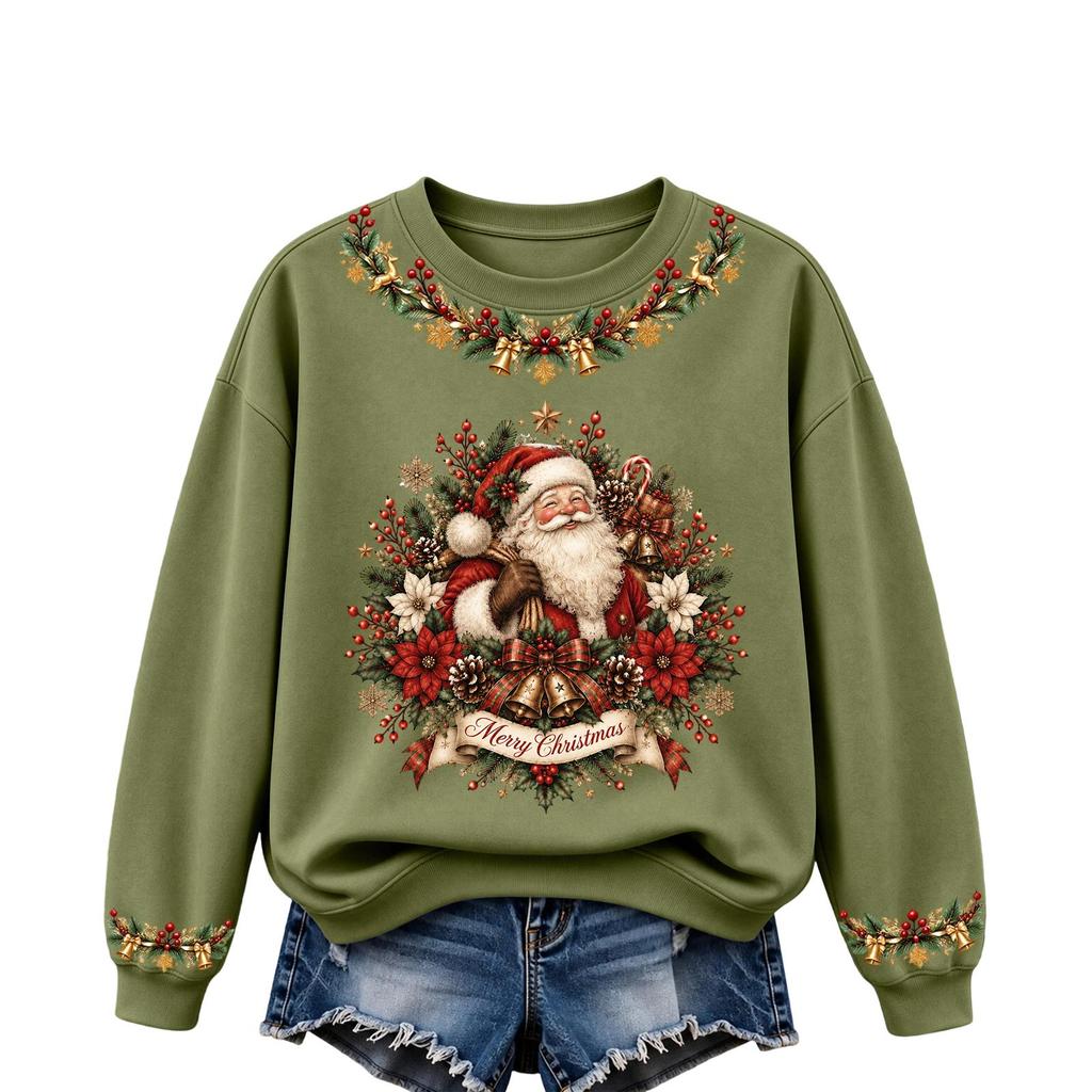 Women's Christmas Print Long Sleeve Top Casual Fall Winter Blouse for Holiday and Everyday Wear