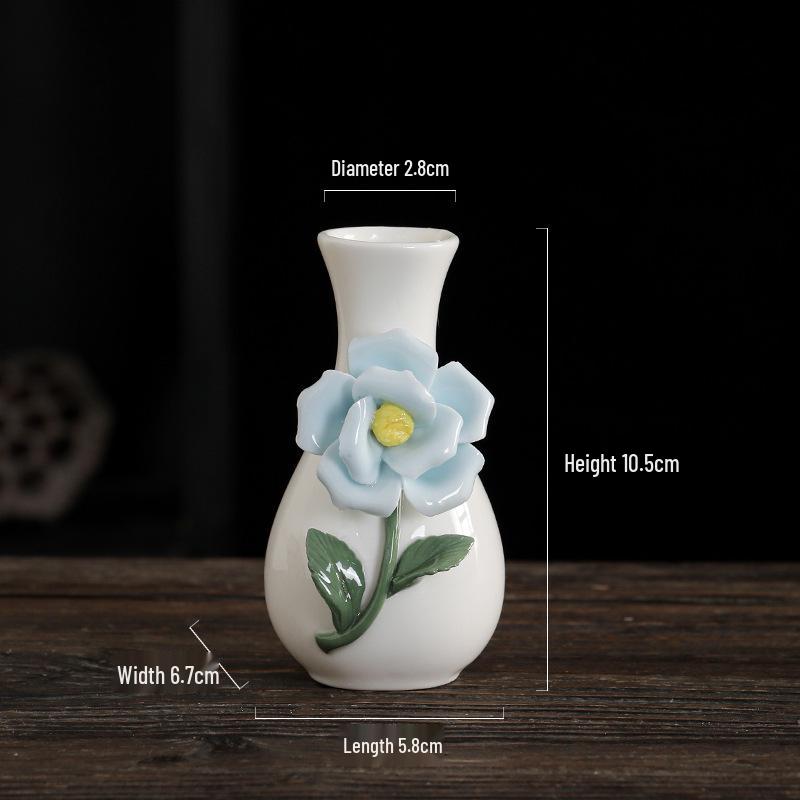 Mini Ceramic Vase for Flowers - Perfect for Home or Office Decor, Holds Dried or Hydroponic Plants