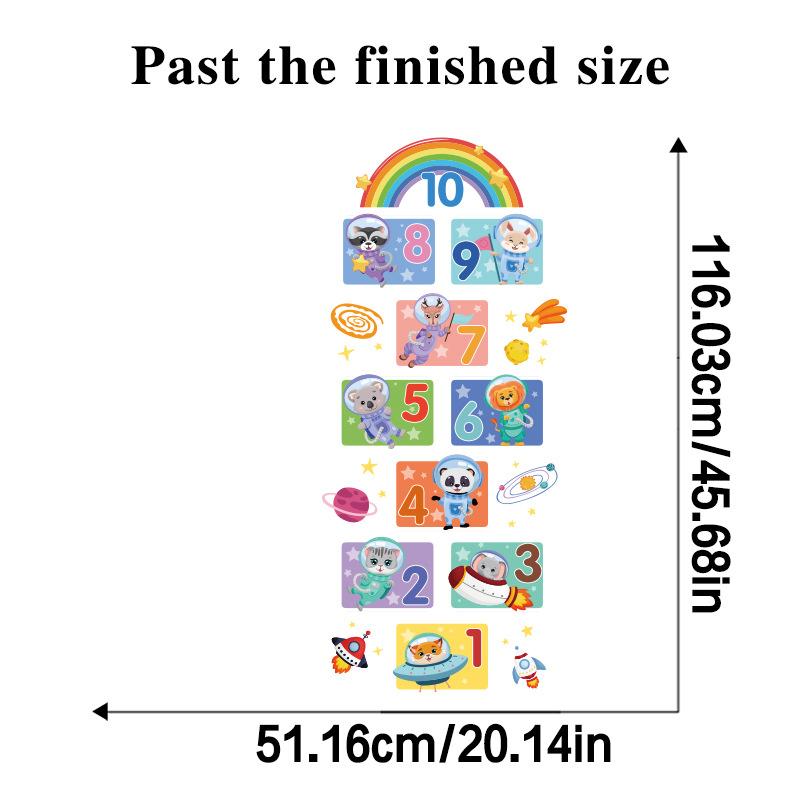 Cartoon Animal Play Hopscotch Wall Sticker Digital Space Game Wall Decals for Kids Nursery Room Floor Decor Removable Decals