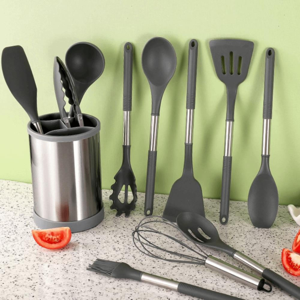 12PCS 360° Rotating Bucket Silicone Kitchen Utensils Set Kitchen Cooking Tools Kitchen