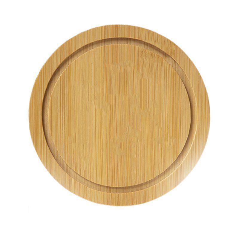 1PC Bamboo Tray Wood Saucer Flower Pot Tray Cup Pad Coaster Plate Kitchen Decorative Plate Creative Coaster Coffee Cup Mat