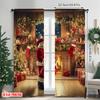 Set Of 2 Flat Printing Merry Christmas Popular Party Window Curtains Father Versatile Durable Polyester Without Made
