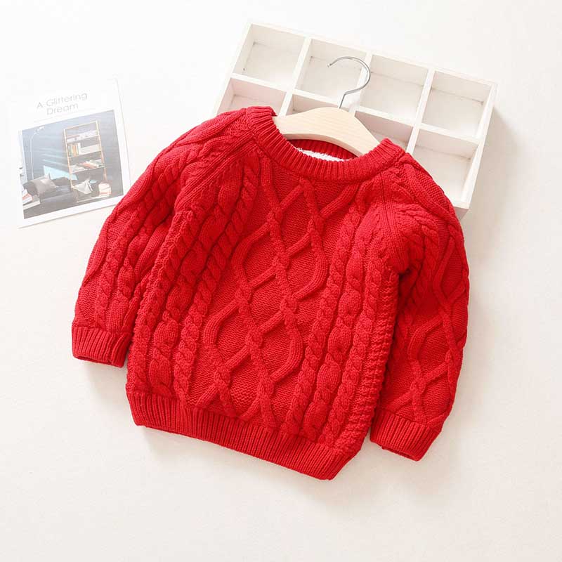 Kids Boys Girls Sweater Winter Thick Warm Kids Add Wool Baby Boy Girls Sweater Spring Long Sleeve Knitwear Tops Clothes