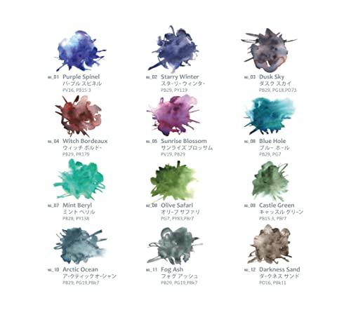 KUSAKABE Harmonia Transparent Watercolor Paints, 12-Color Set, 10ml (No. 4)