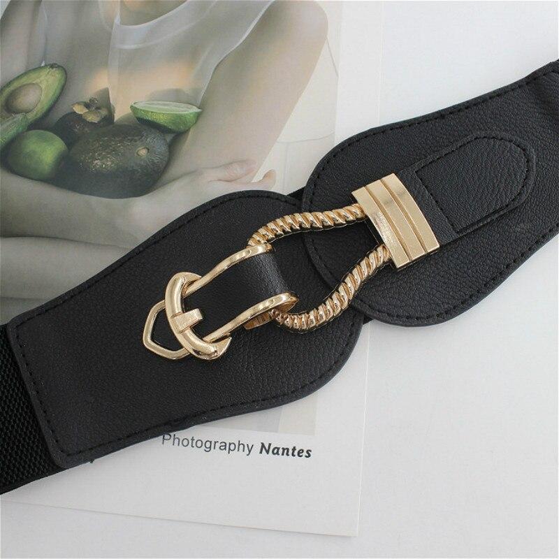 Women Wide Belt Elastic Vintage Buckle Leather Wide Buckle Women's Belt Waist Seal Belt Dress Waistband