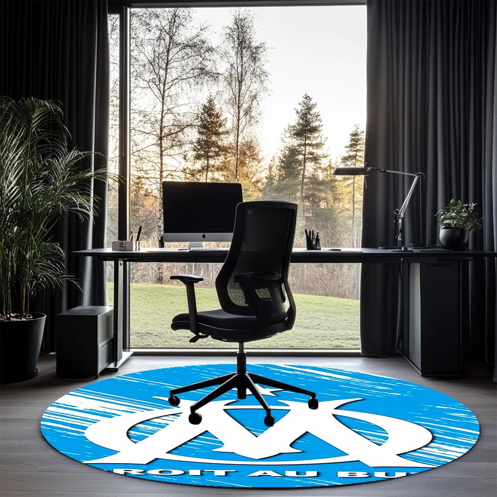 Olympique de Marseille Printed Round Rug Carpet Chair Rug Area Rug Entryway Doormats,for Office Chair Living Room Bedroom Kitchen Room.