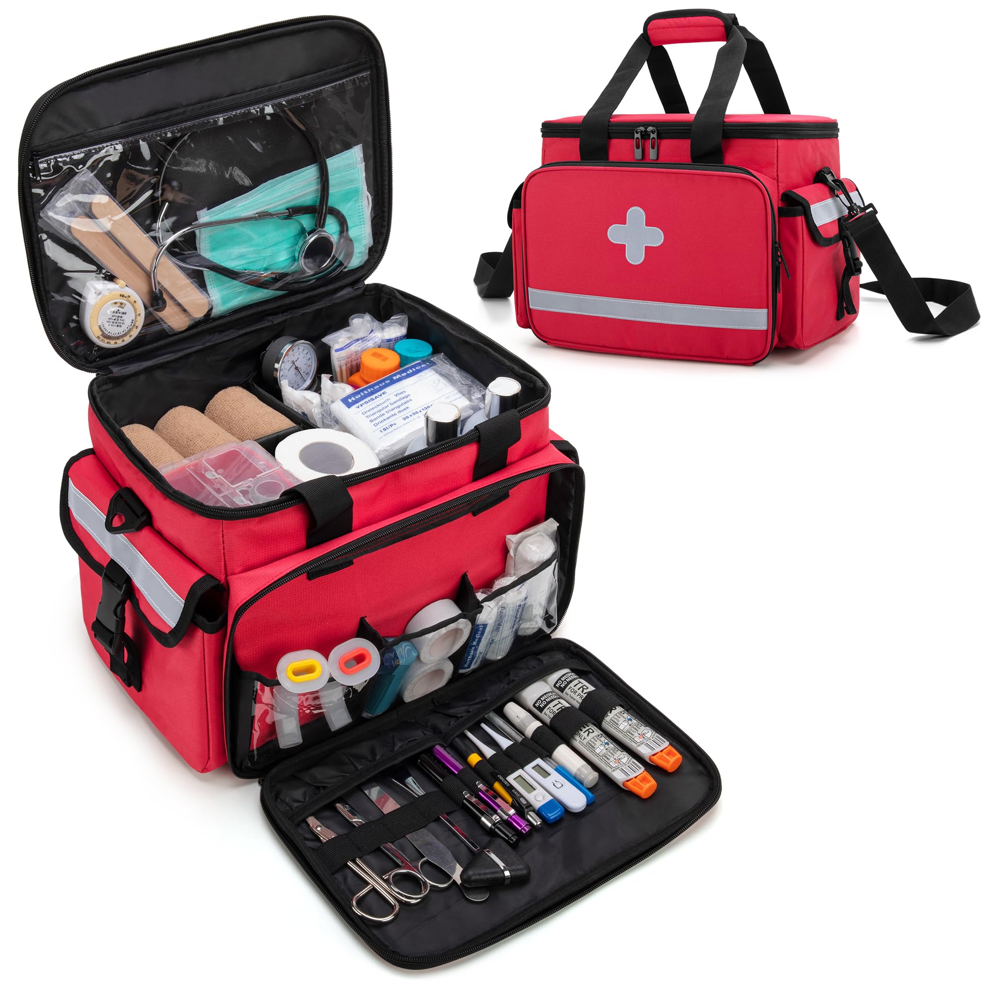 Медицинская сумка CURMIO, Сумка первой помощи для дома, школы, улицы, спорта, клубных мероприятий, ухода и первой помощи (Только сумка) красный