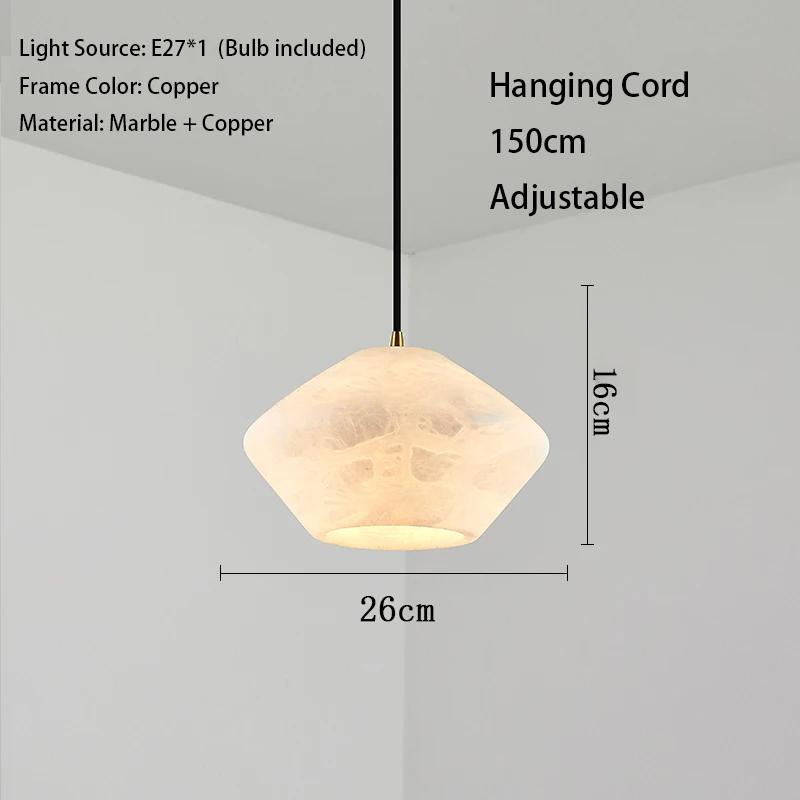Natural marble restaurant pendant light ceiling light room decoration high-end snowflake stone all copper home hanging  fixtures
