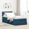 Ottoman Bed with Mattress & LEDs Dark Blue 90 X 190 Cm Velvet