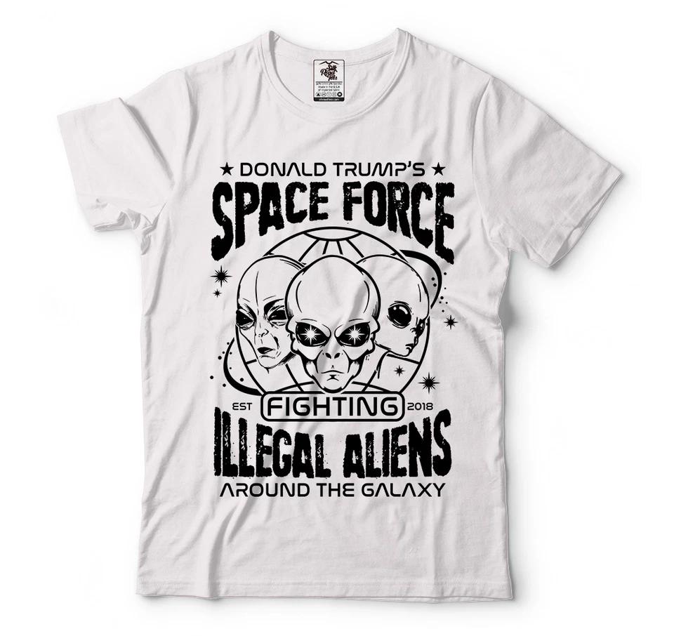 Donald Trump Space Force T-T-shirt Fighting Aliens Around The Galaxy Funny T-shirts 4XL