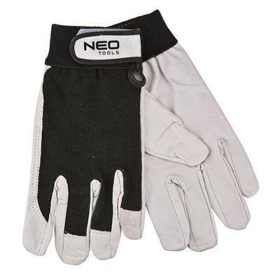 Work Gloves, Full Grain Pigskin Leather, with Velcro, 8"