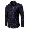 Men Casual Long Sleeve Floral Print Breathable Stretch Daily Shirt