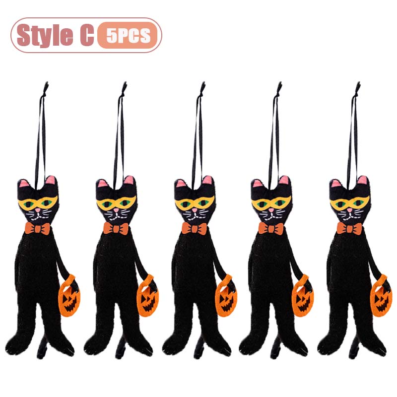 1-10PCS Halloween Hanging Decor Set Pumpkin Ghost Black Cat Skeleton Design for Home Wall Indoor Party Holiday Festival Decor
