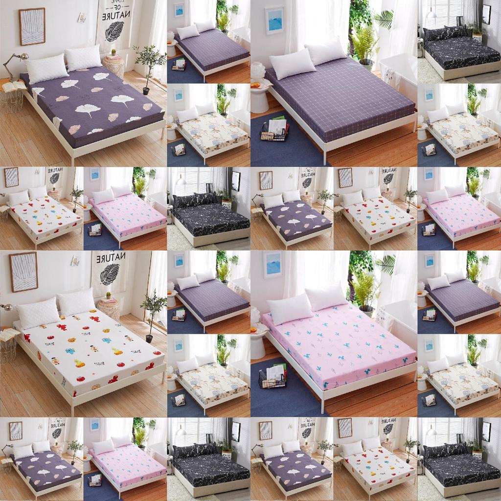 Bed Sheet Fitted Cover Without Pillowcase Floral Printed Single Double Size King