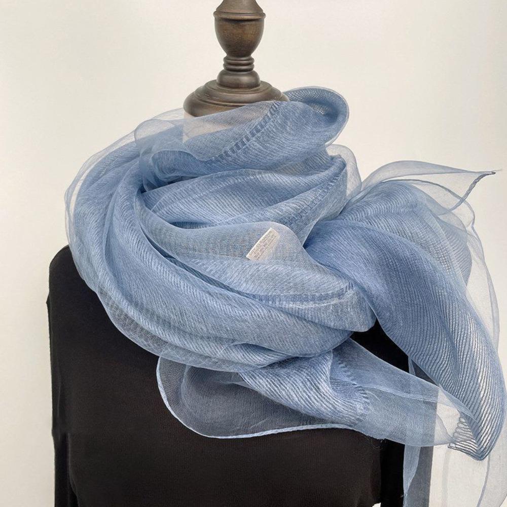 Solid Color Silk Scarf Long Hijab Scarf Fashion Warm Shawl Autumn and Winte