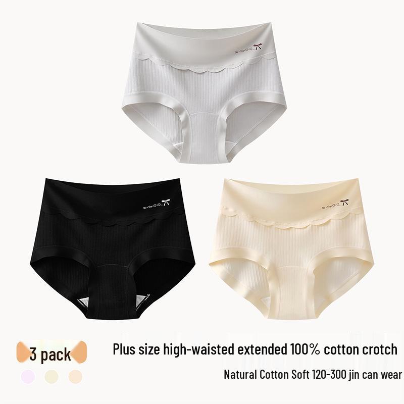 Women s High-Waisted Tummy Control Cotton Briefs - Seamless, Antibacterial, Plus Size, A-Class Feel L: 120-135 lbs